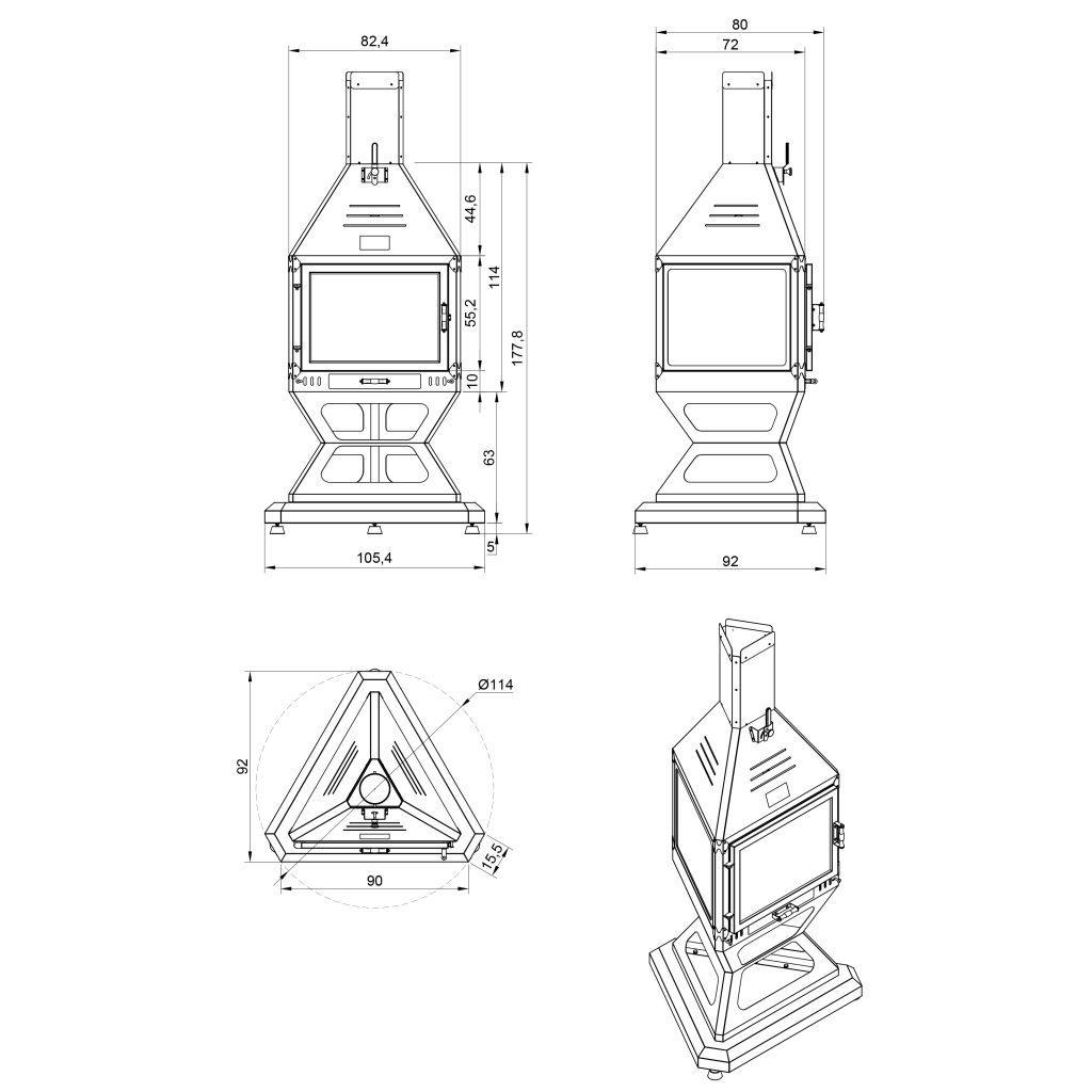 Hot Triangle v2 Seramik Camlı Orta Şömine